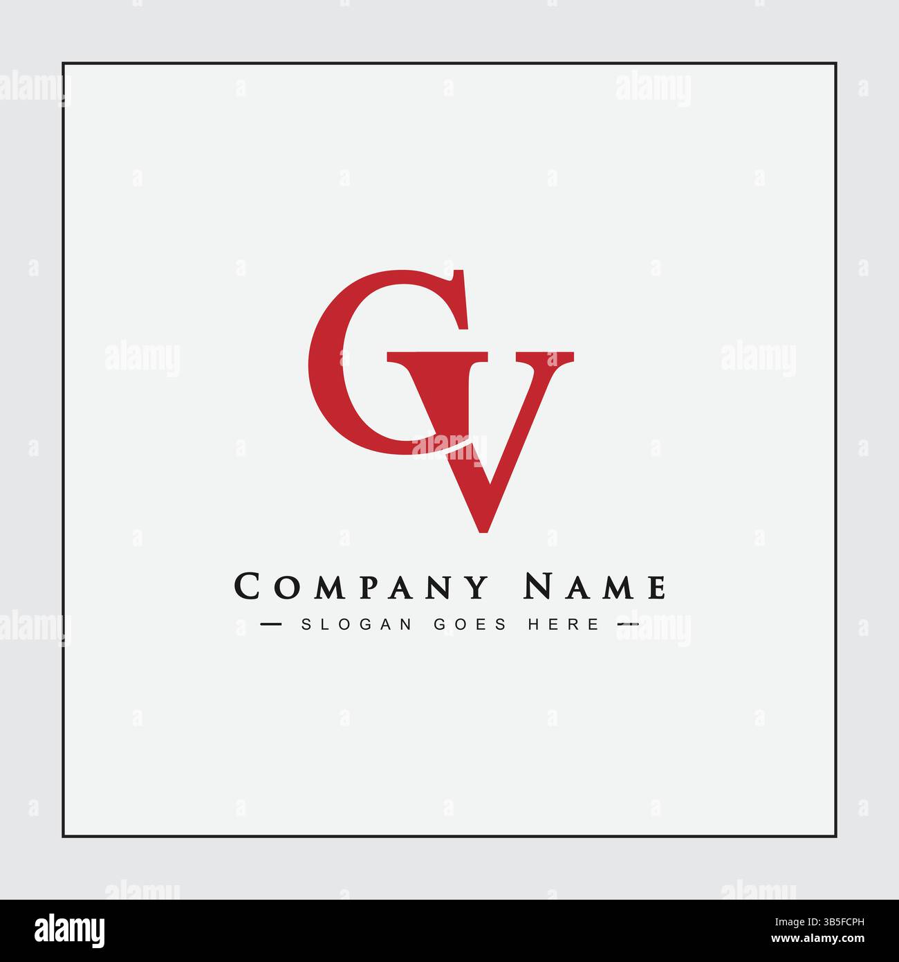 CV Vector Logo Template - Simple Icon for Initial Letter C and V Monogram Stock Vector