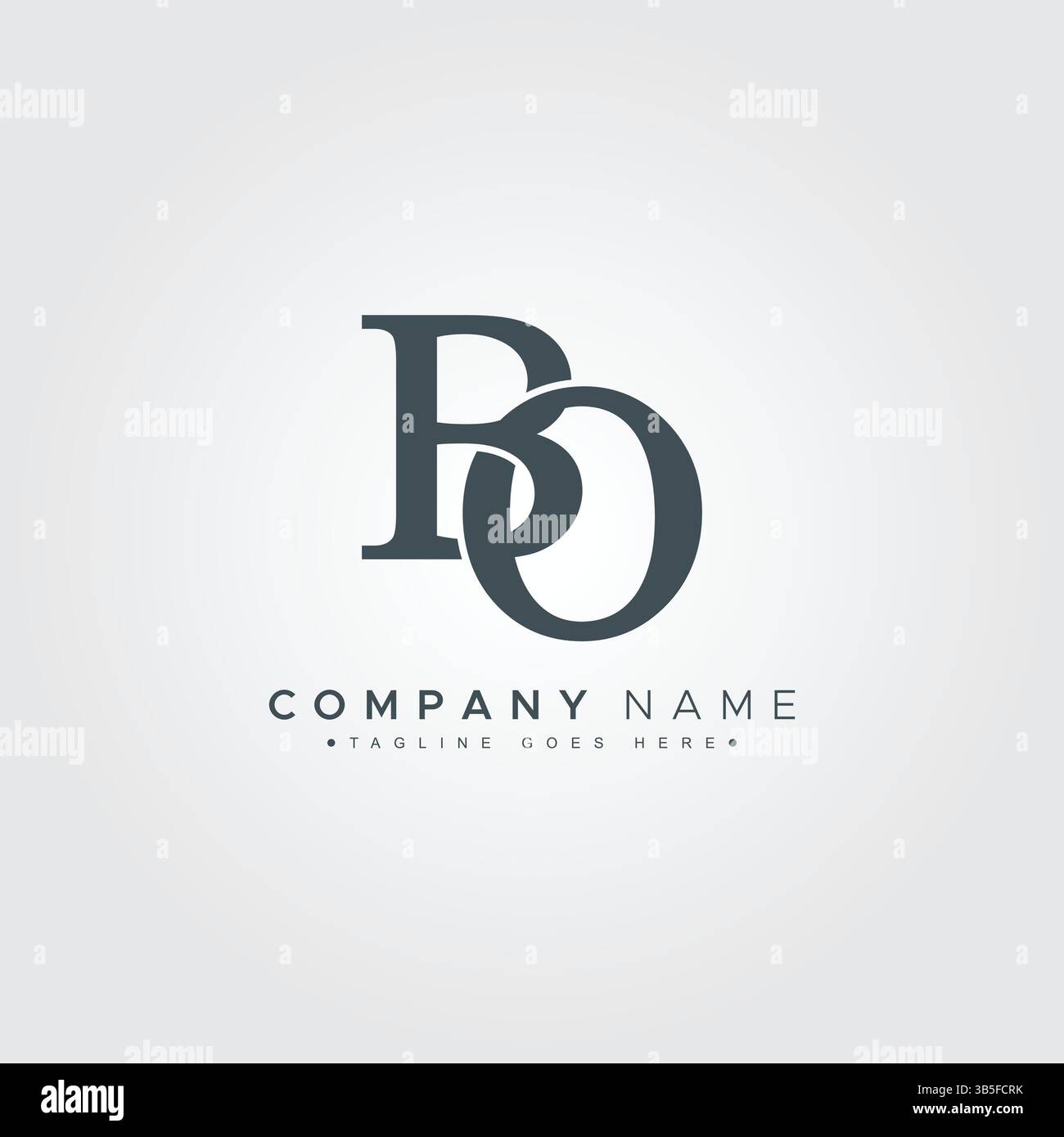 Creative Logo for Initials BO in Monogram Style - Vector Template for Initial Letter B and O Stock Vector