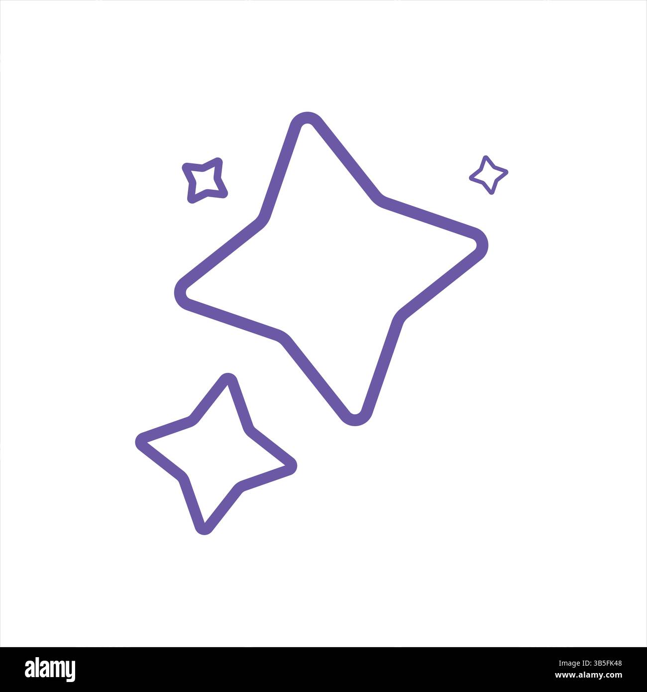 Shining Purple Star Vector Set - Simple Line Art Stock Vector