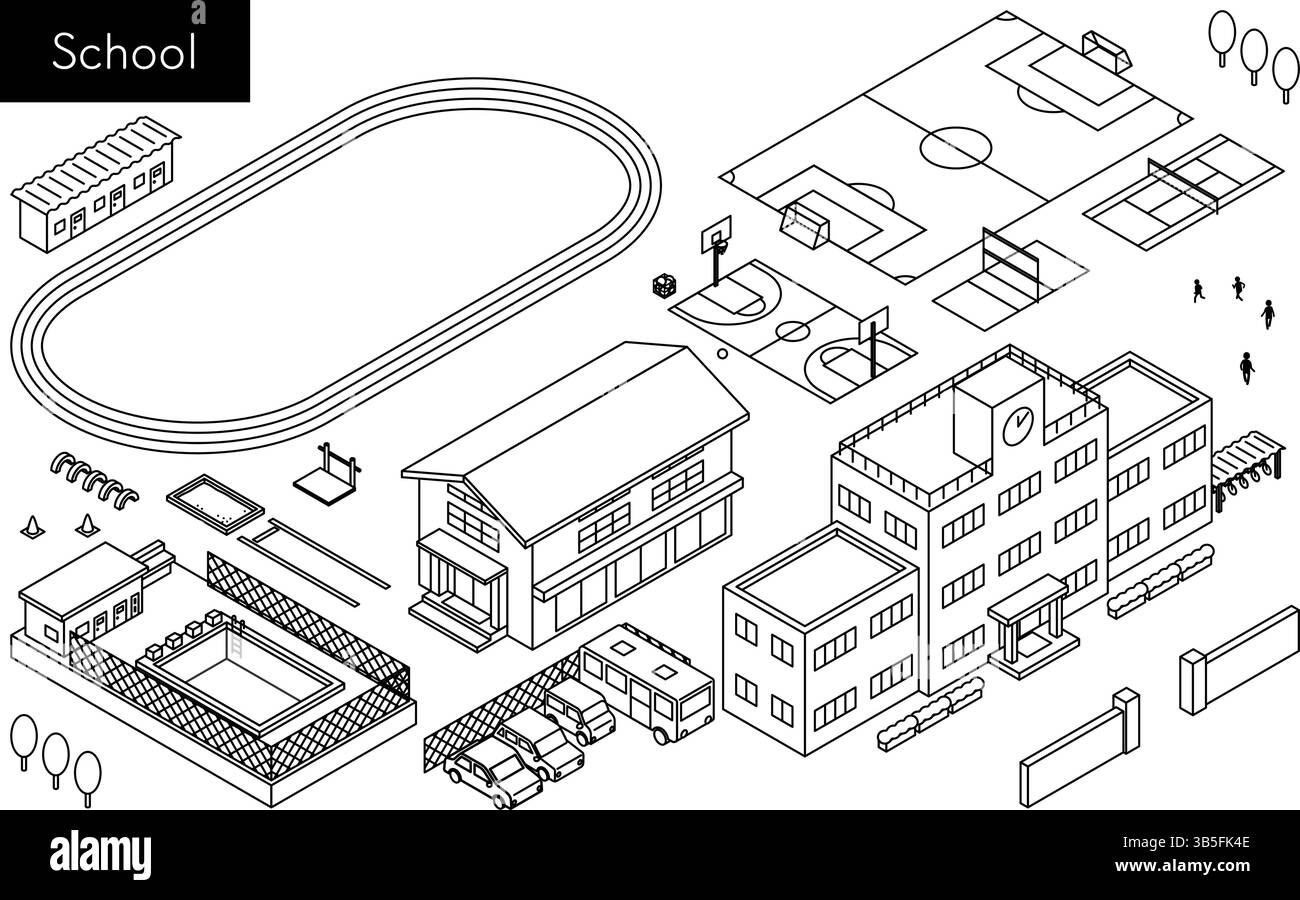 Campus Graph Drawing Illustrated campus map Stock Vector Images - Alamy