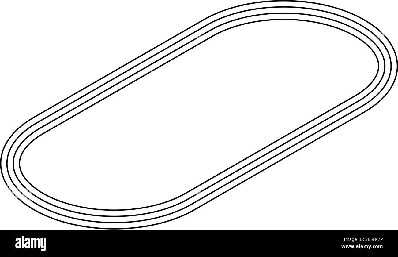 Isometric illustration of a simple line drawing of a track (400 meters), Vector Illustration Stock Vector