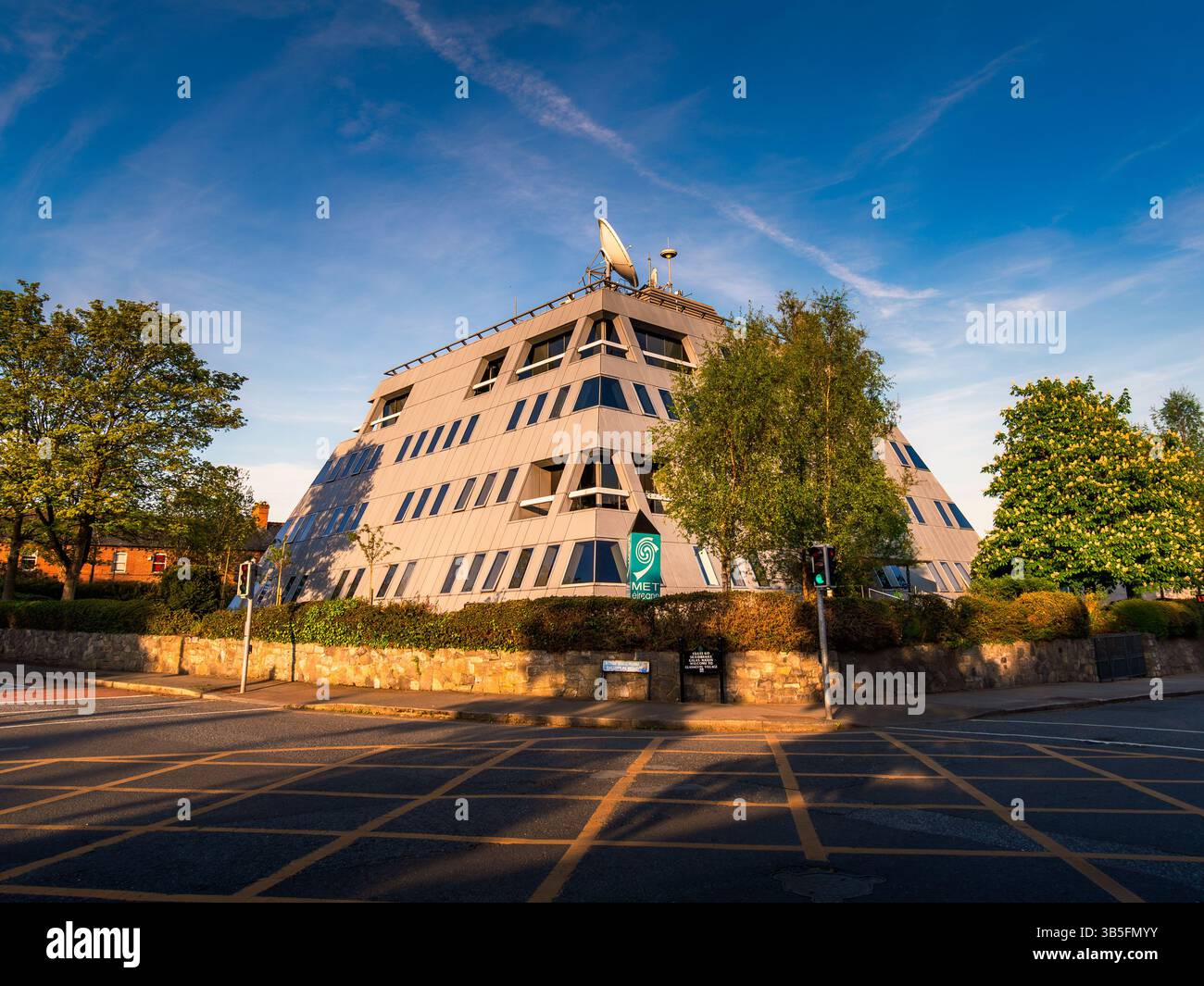 Sunset glow on the Met Éireann headquarters building Stock Photo