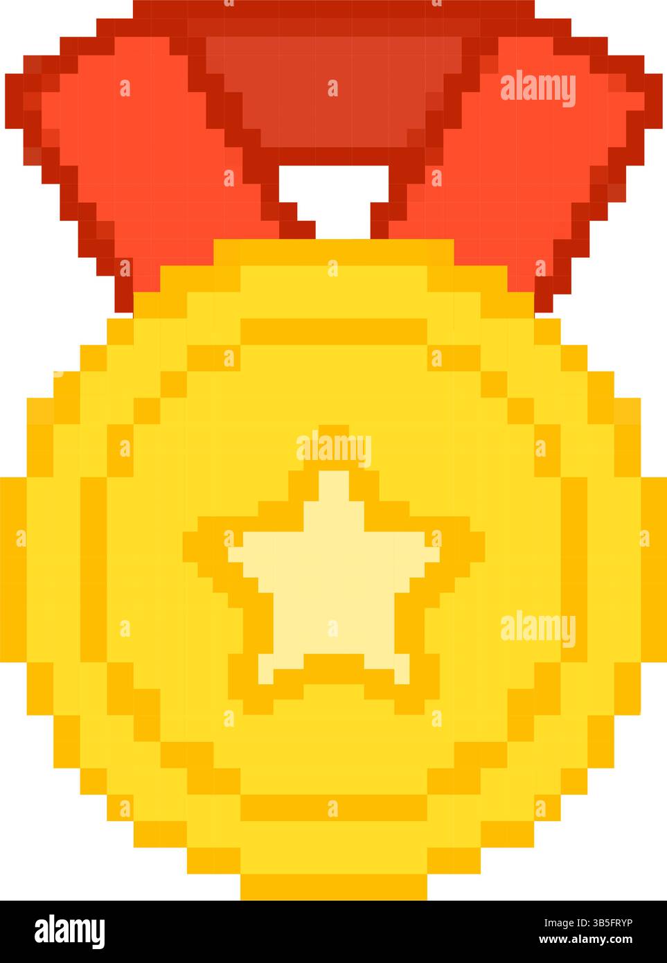 Gold Medal With Star, Pixelated Icon. Pixel Art Symbol Of Gold Award ...