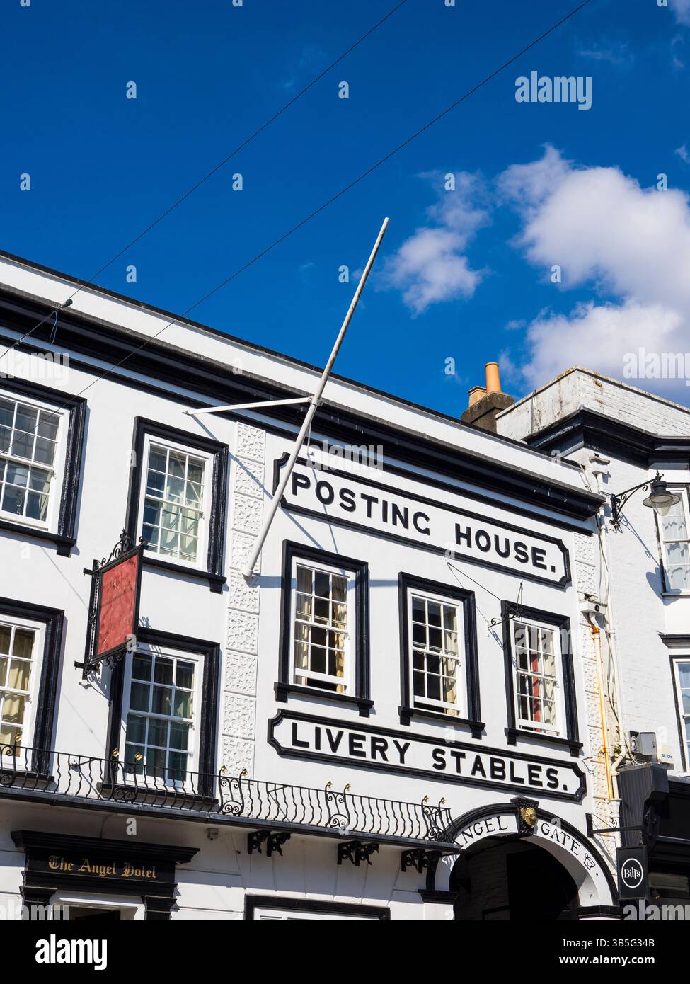 The Angel Hotel, The Old Posting House, and Livery Stables, Hotel, Guildford, Surrey, England, UK, GB. Stock Photo