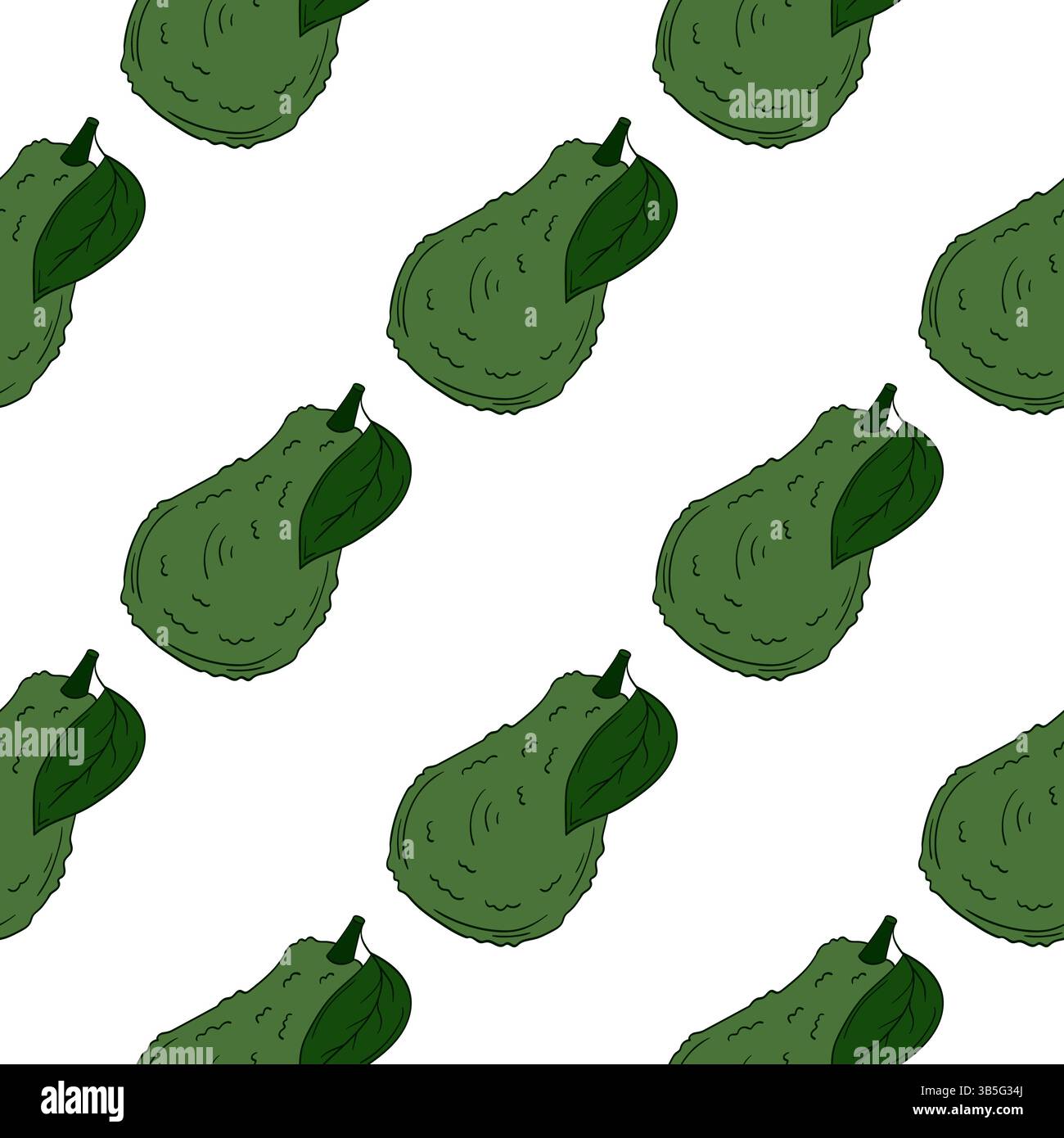 Seamless fruit pattern in hand draw style. Avocado. Pattern for menu Stock Vector