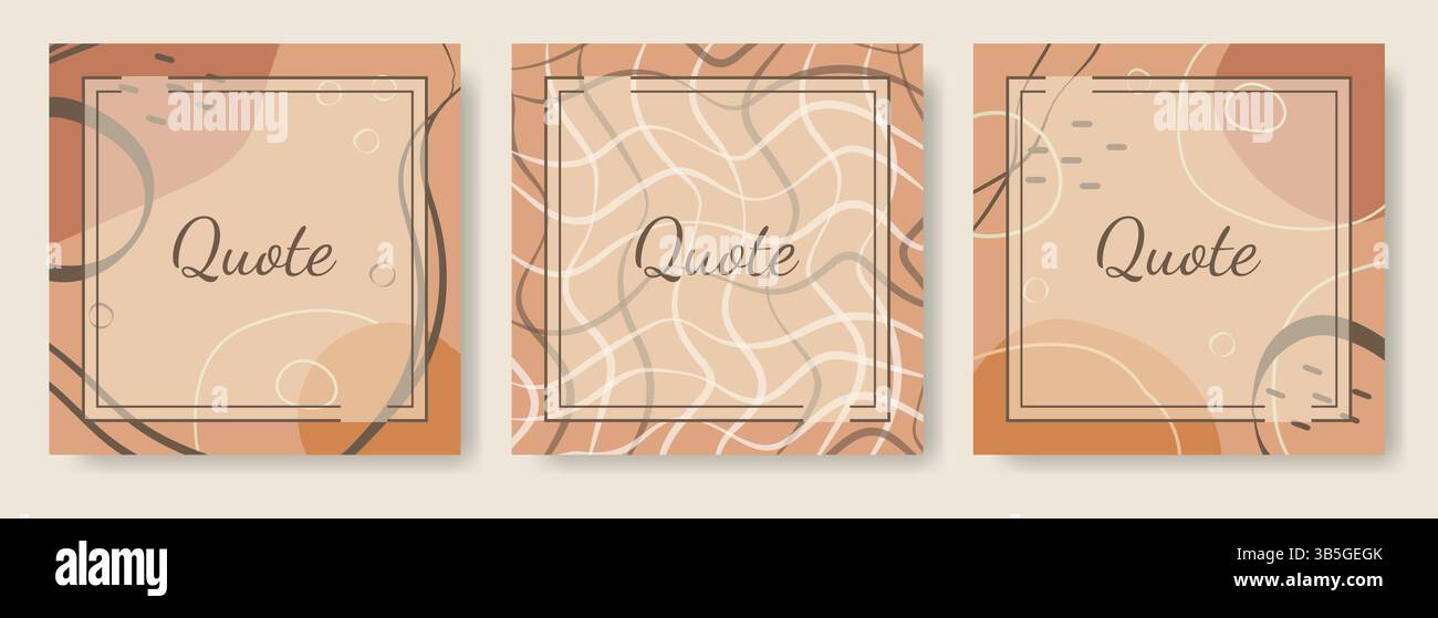 Quote frames blank template set. Empty quote abstract borders with copy space for text. Square format quotation textbox isolated on beige background Stock Vector