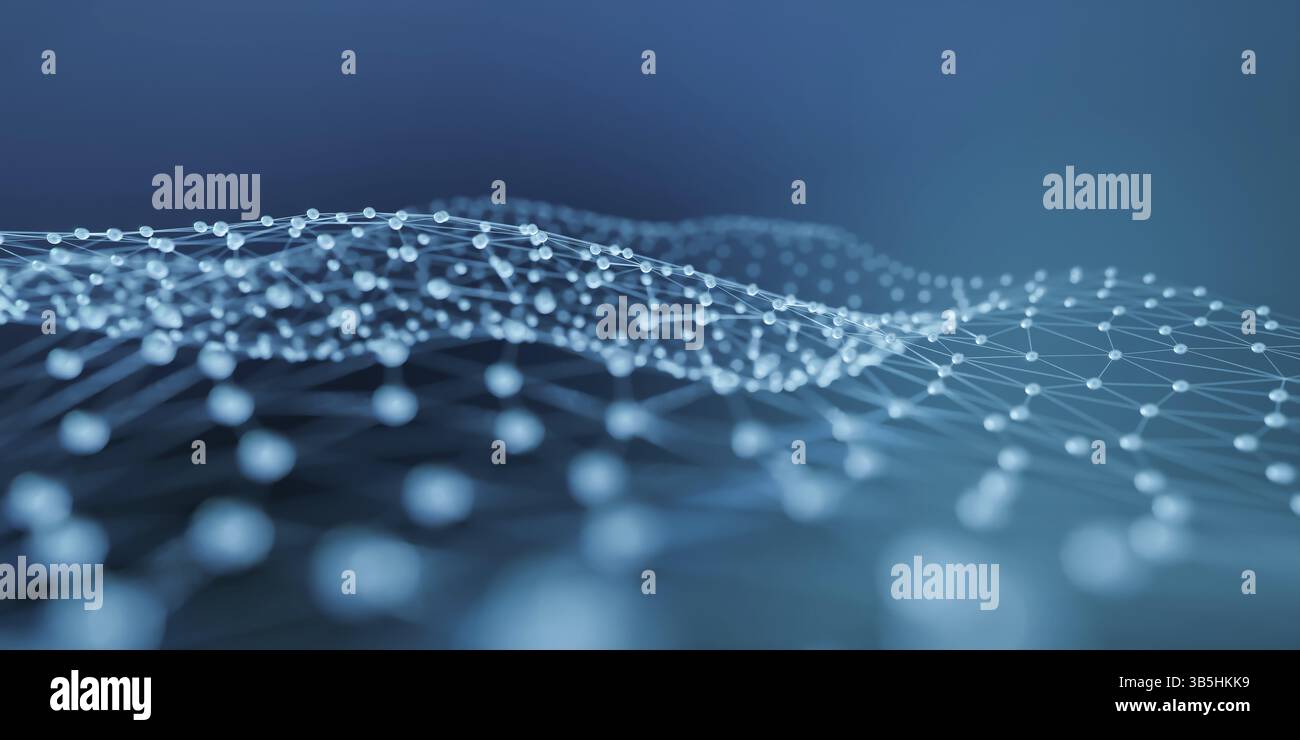 Plexus geometry or line and dot connection background. Internet and communication technology design concept. 3d rendering Stock Photo