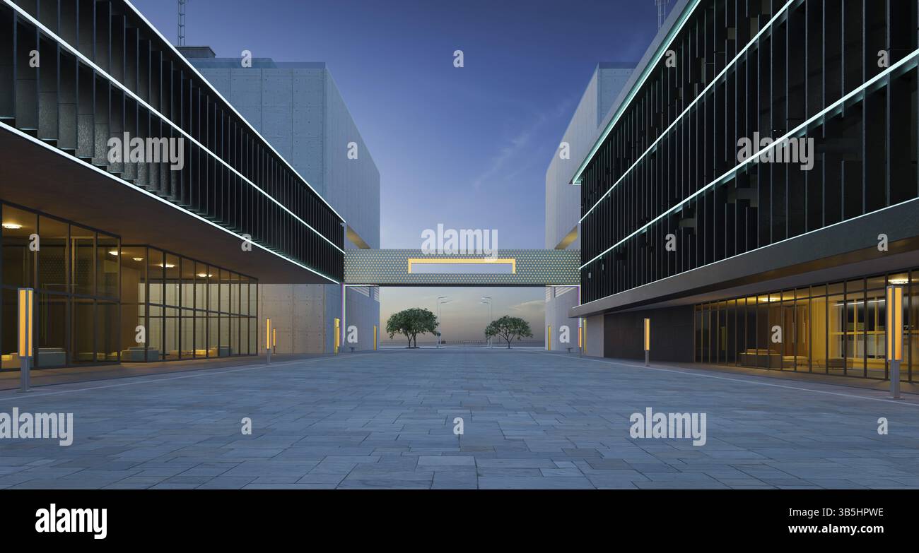 Empty floor with odern shoplot. 3d rendering Stock Photo