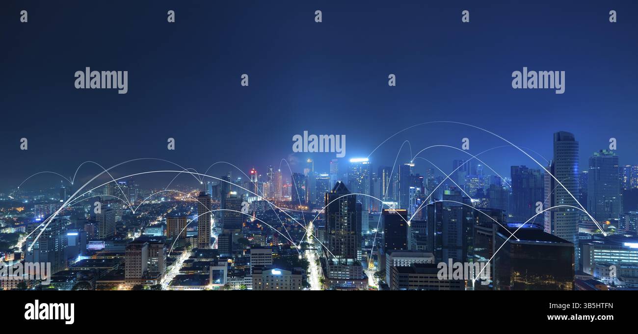 City scape and network connection concept Stock Photo