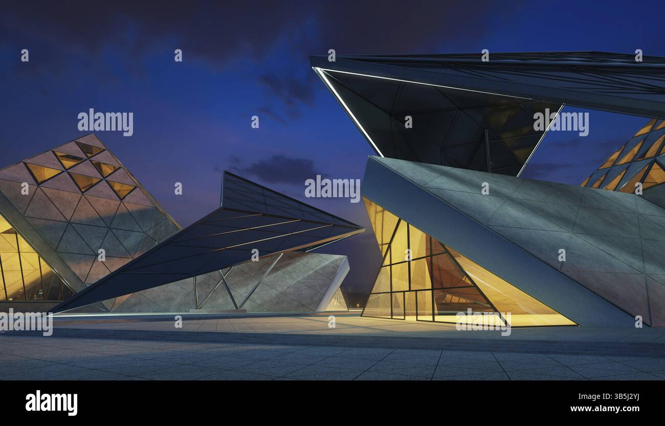 Triangular Structures Creative Scene Contemporary triangle shape design modern Architecture building ...