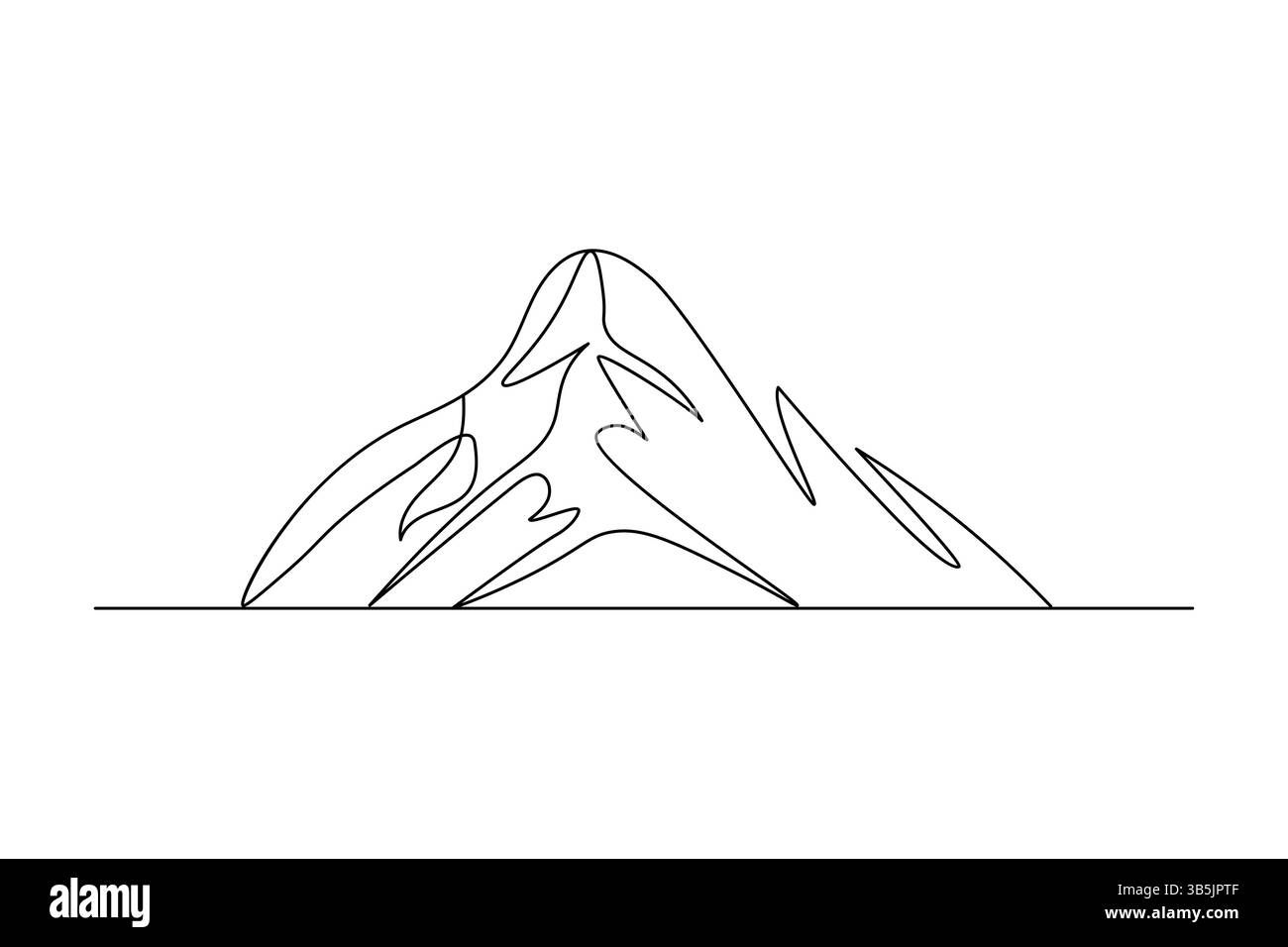 Mountain landscape continuous one line art of outline vector drawing ...