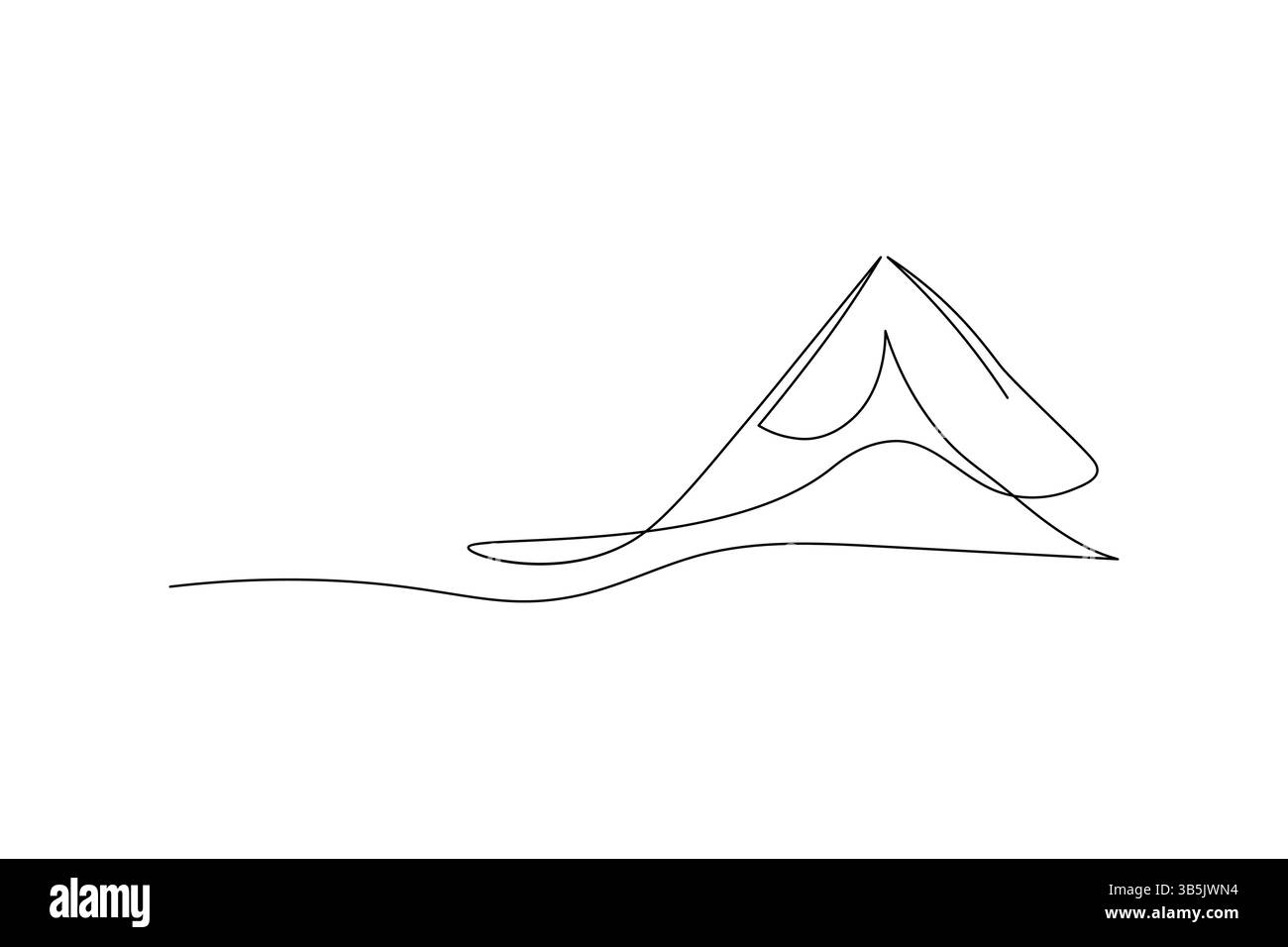 Mountain landscape continuous one line art of outline vector drawing ...