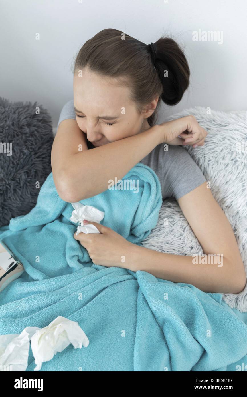 The teenager has a severe attack of acute coughing and coughing in the ...