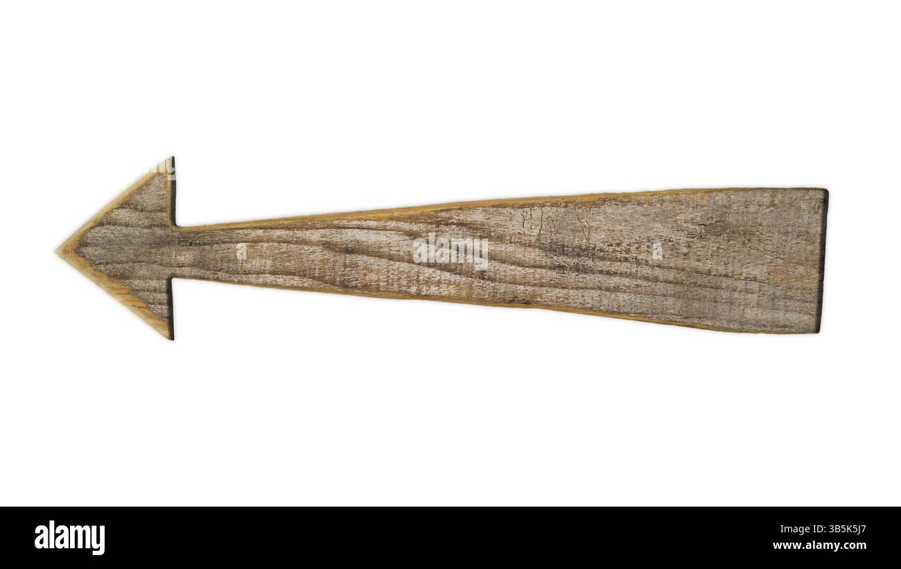 Wooden Arrow Sign Isolated On White Background Stock Photo - Alamy