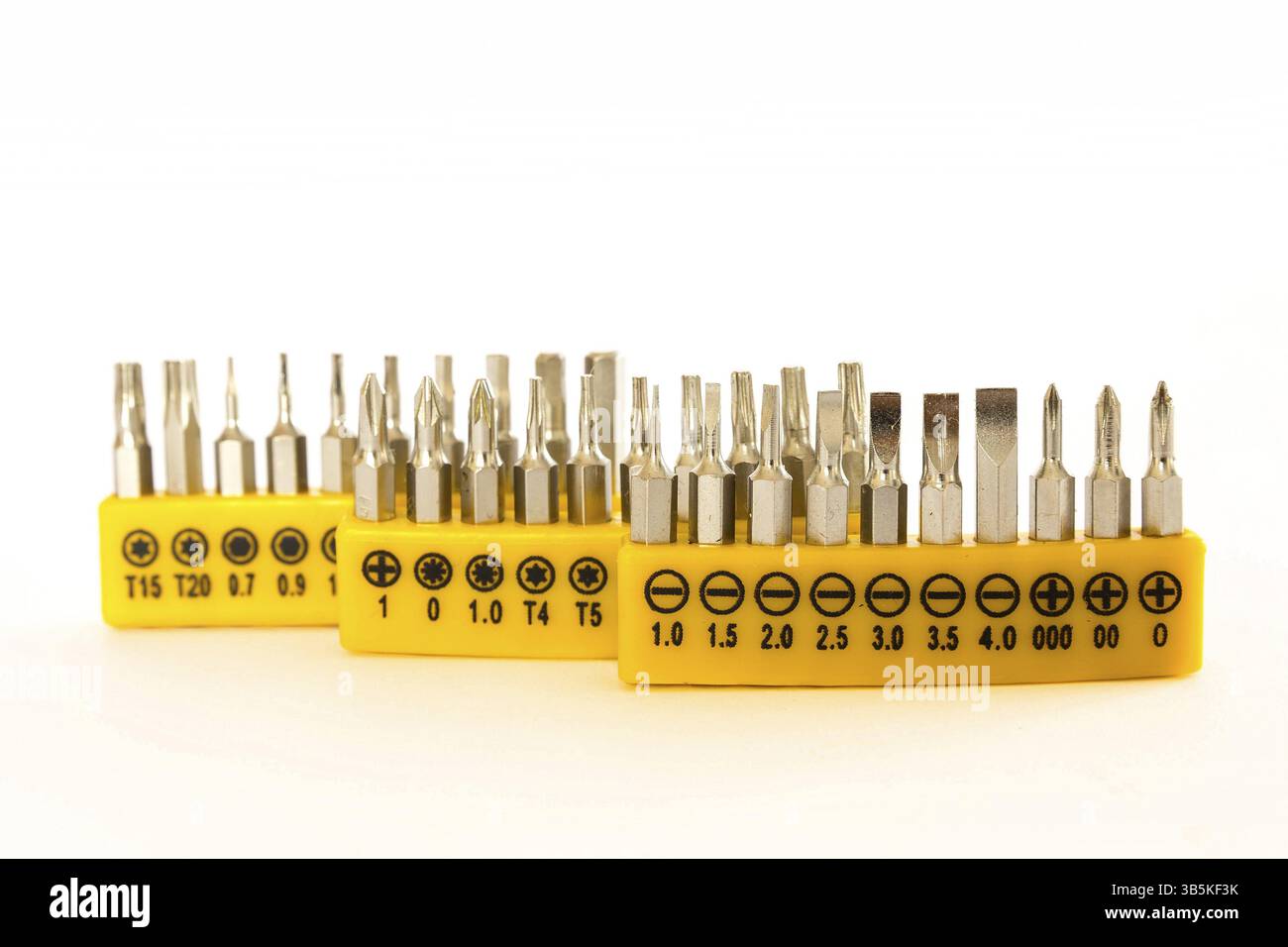 Set of screwdrivers bits isolated on white background Stock Photo