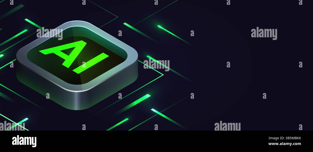Brightly glowing glass computer chip on circuit board. Technology background. CPU processor on tech bg. Computer microchip on motherboard. Vector illustration Stock Vector
