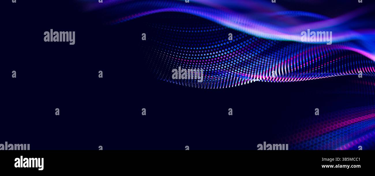 Abstract wave of particles. Big data digital flow concept. LLM learning ...