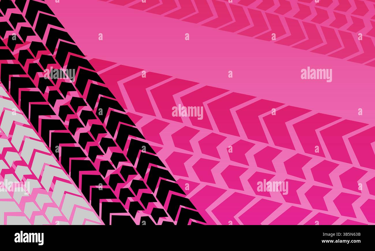 Vector geometric pink gradient tire tracks background Stock Vector