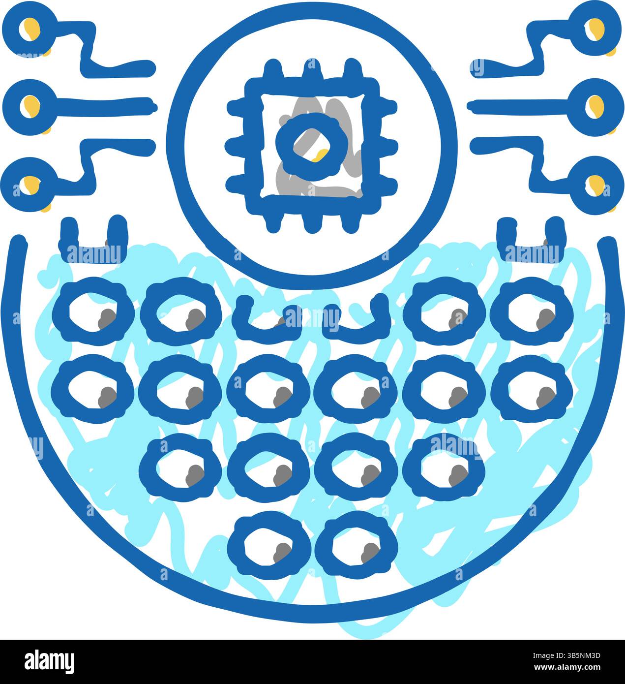 electronic chip semiconductor manufacturing icon doodle illustration ...