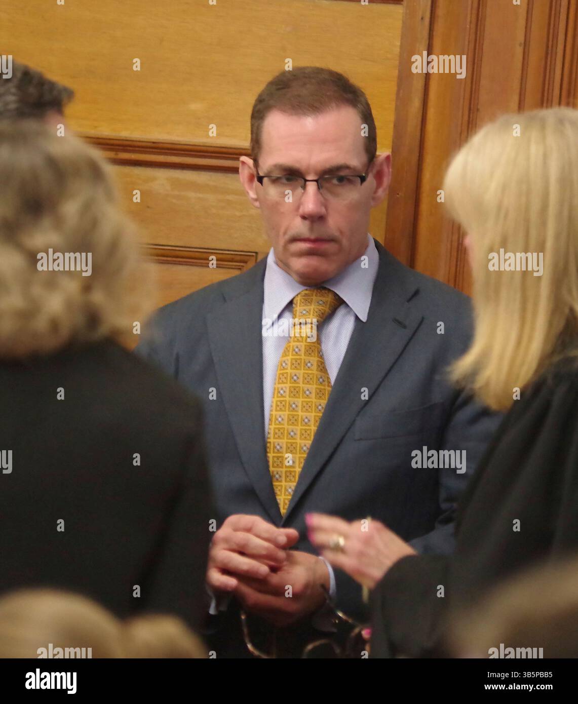 Prosecutor Hank Brennan stands in conference before Karen Read's trial ...