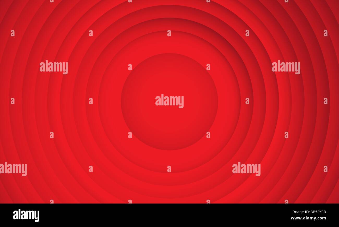 Abstract circle layers texture on red background with shadow Stock Vector