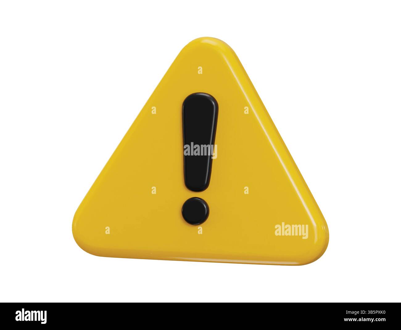 exclamation mark icon 3d render concept of warning or danger, risk ...