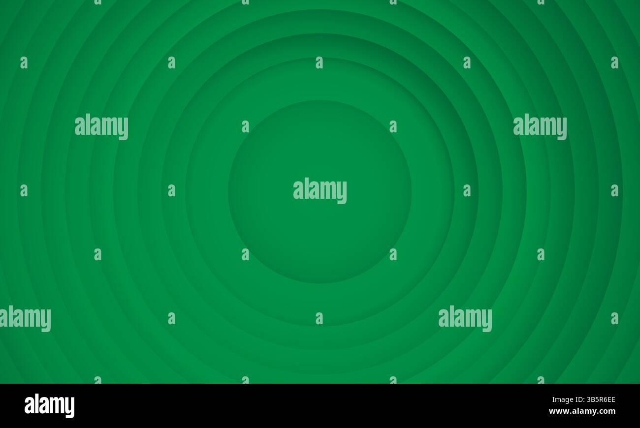 Abstract circle layers texture on green background with shadow Stock Vector