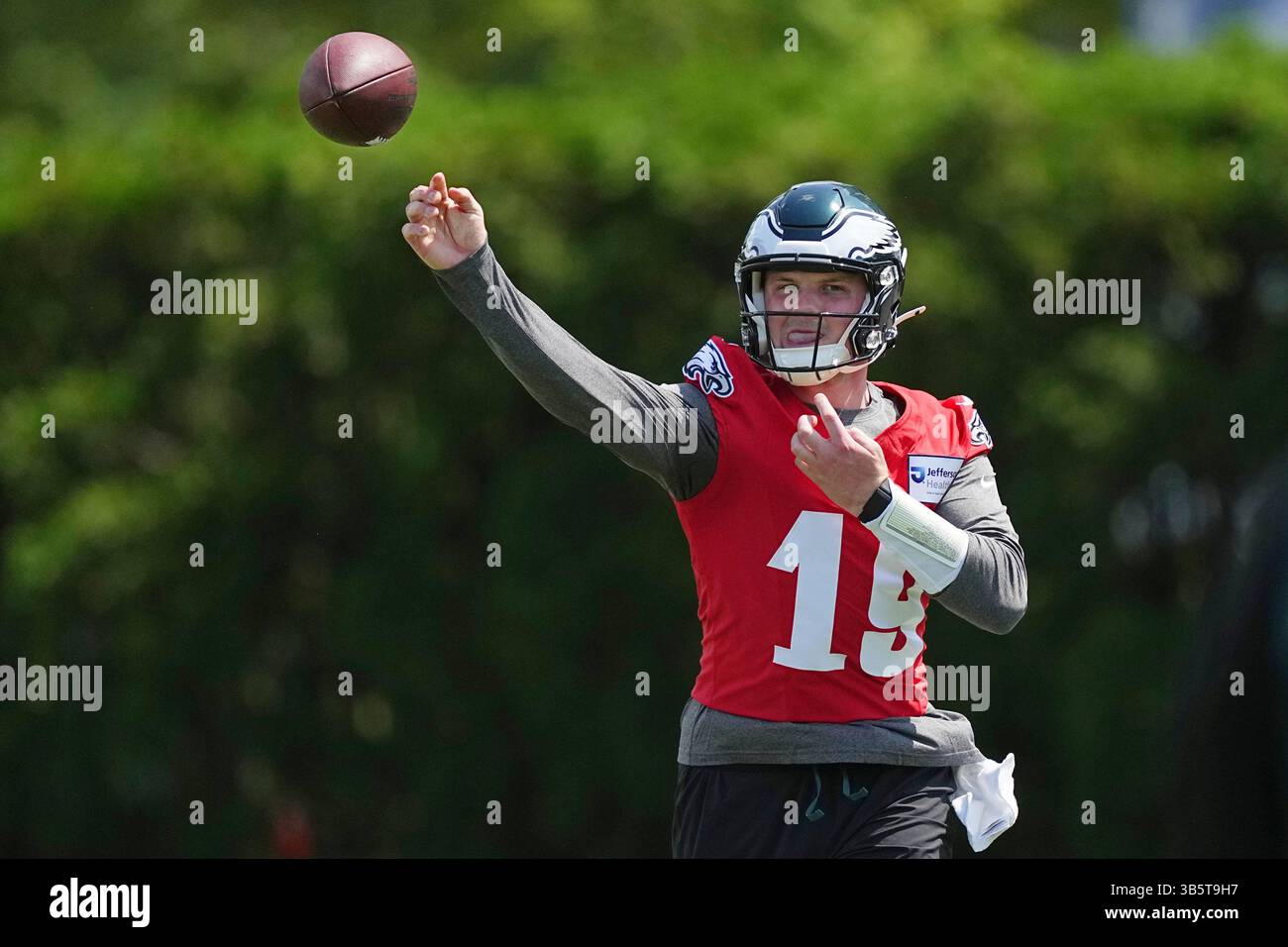 Philadelphia Eagles' Kyle McCord throws a pass during the NFL football