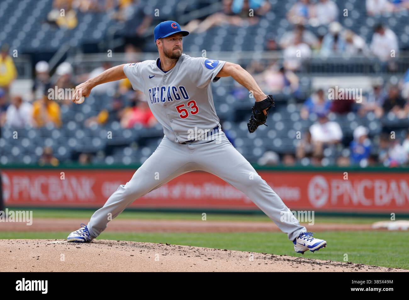 PITTSBURGH, PA - MAY 01: Chicago Cubs pitcher Colin Rea (53) delivers a ...