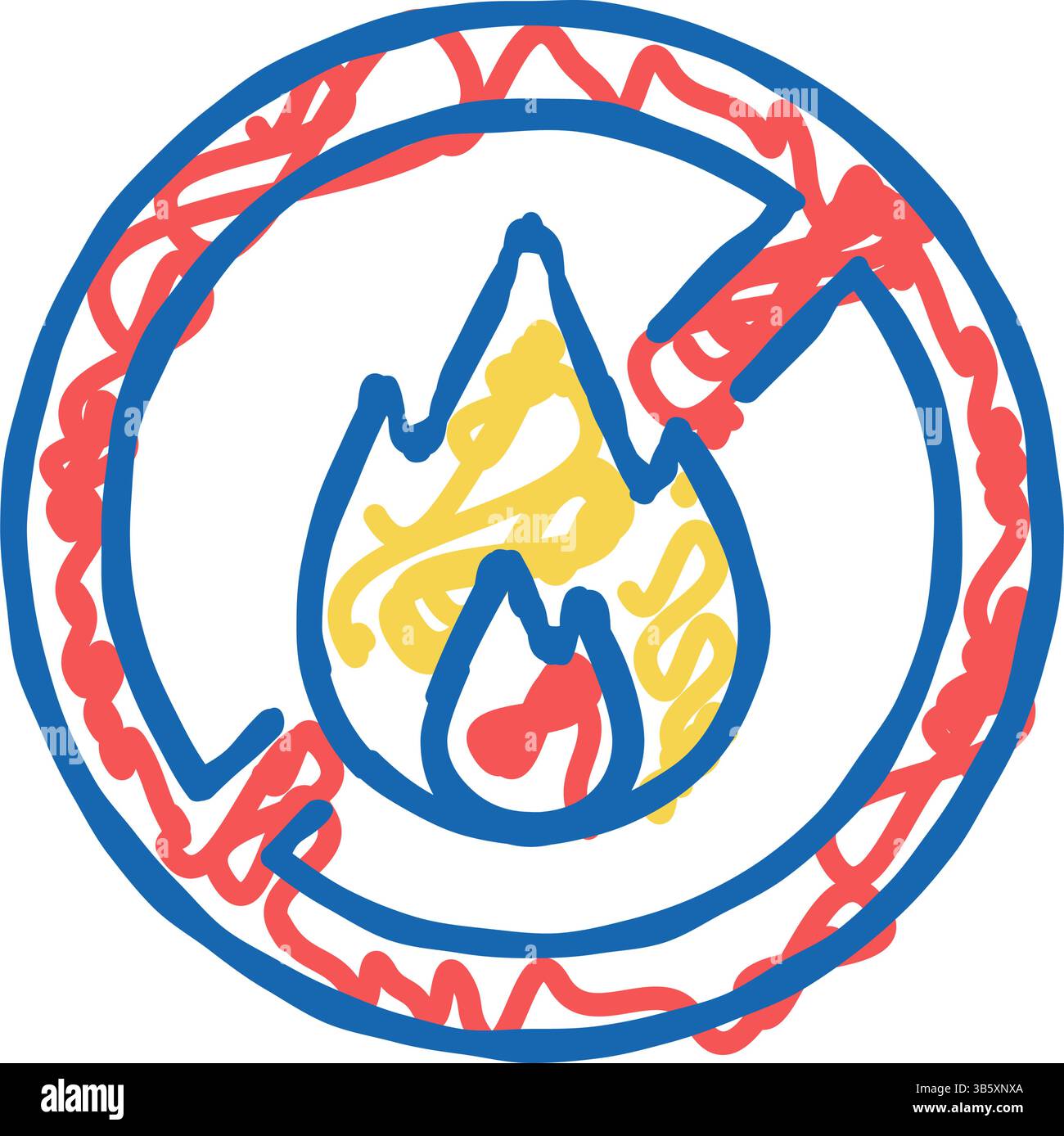 fire burning prohibition sign icon doodle illustration Stock Vector ...