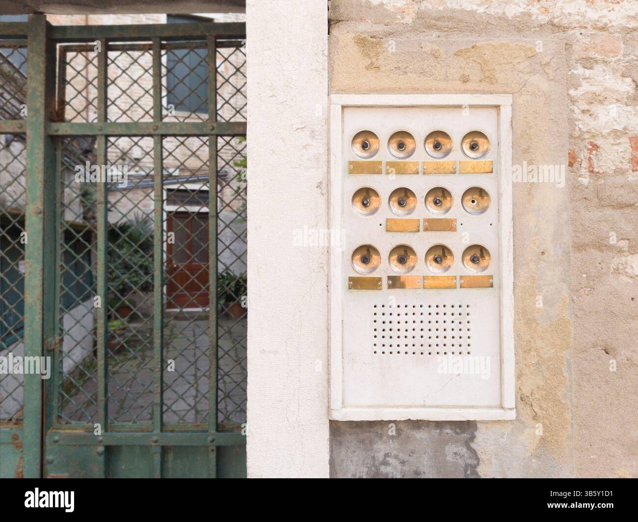 Trade Button For Intercom Old Apartment Intercom with Brass Buttons Stock Photo - Alamy