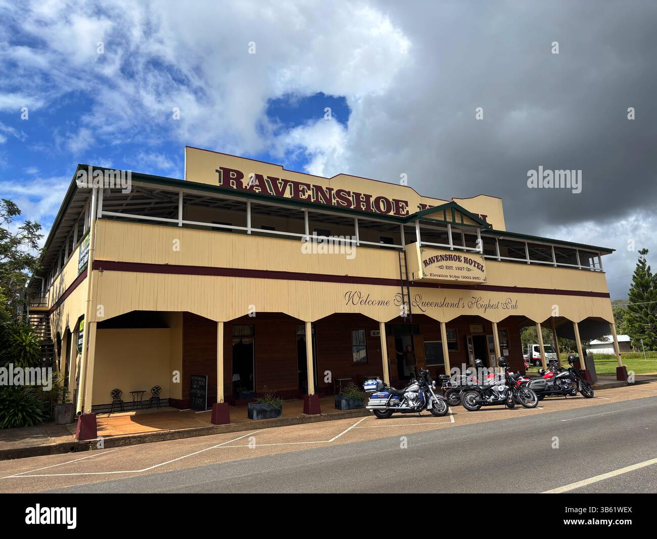 Historic Ravenshoe Hotel, Queensland's highest pub, Atherton Tablelands, QUeensland, Australia. No PR or MR - Smartphone Captured Stock Image