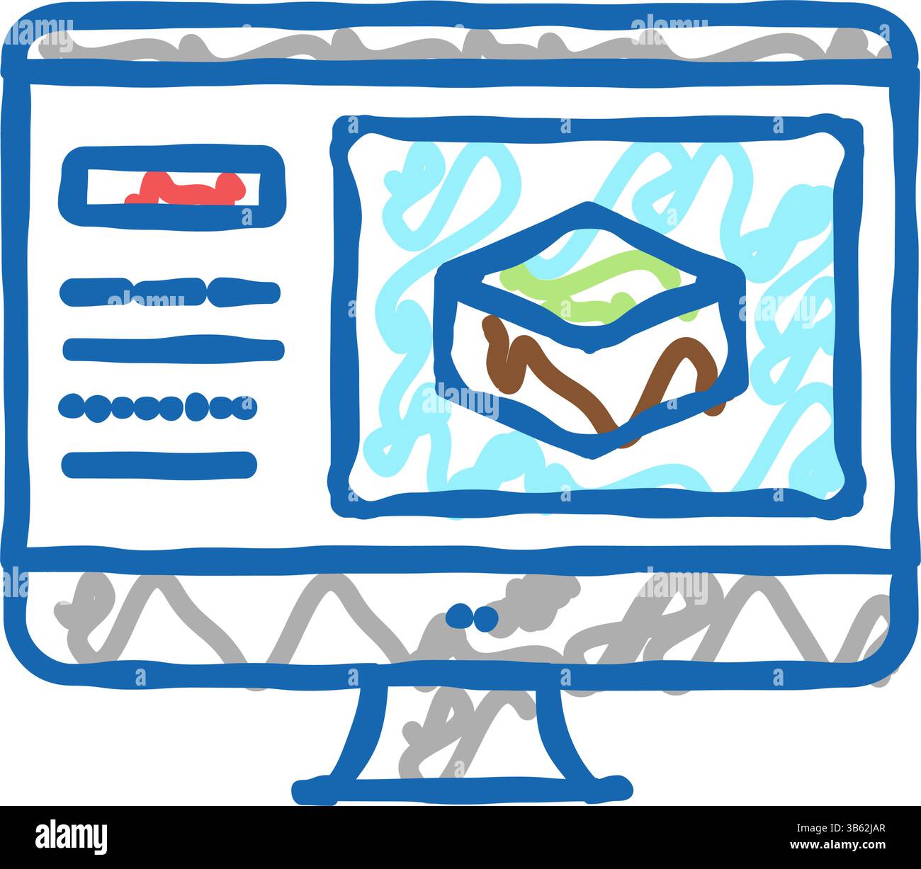information of soil on computer screen icon doodle illustration Stock ...