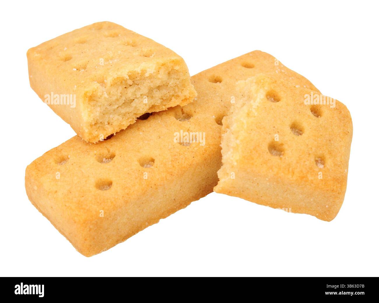 Clotted cream shortbread finger biscuits isolated on a white background Stock Photo
