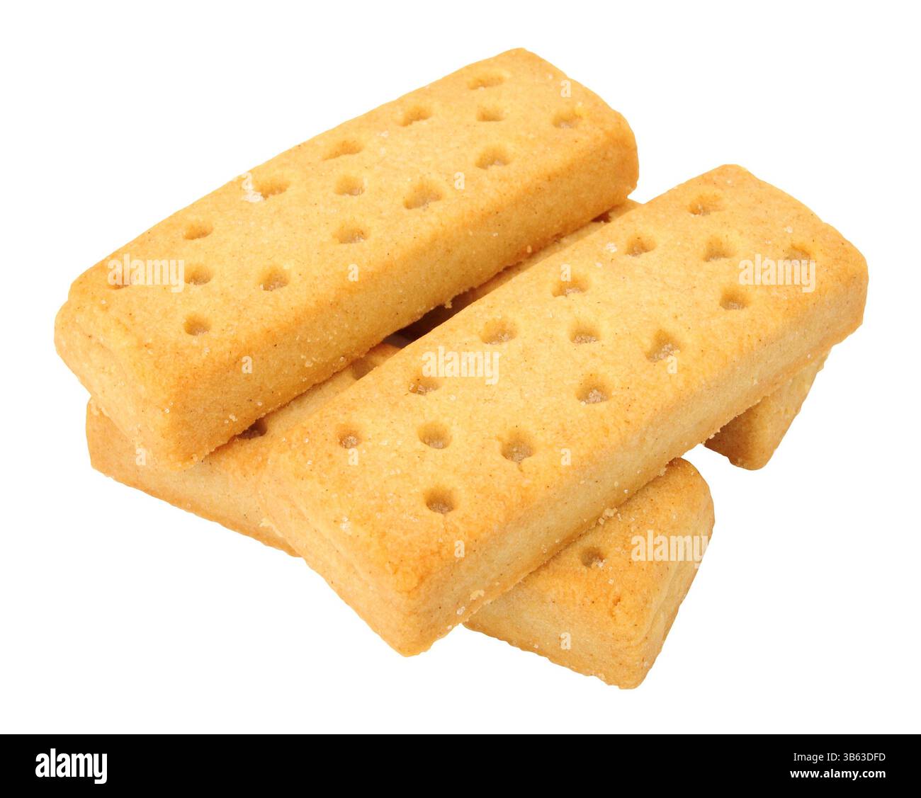Clotted cream shortbread finger biscuits isolated on a white background Stock Photo