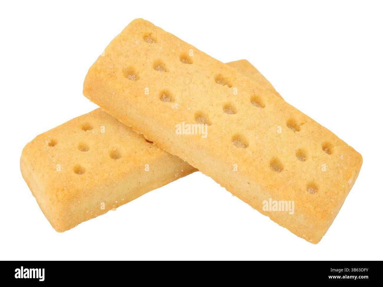 Clotted cream shortbread finger biscuits isolated on a white background Stock Photo