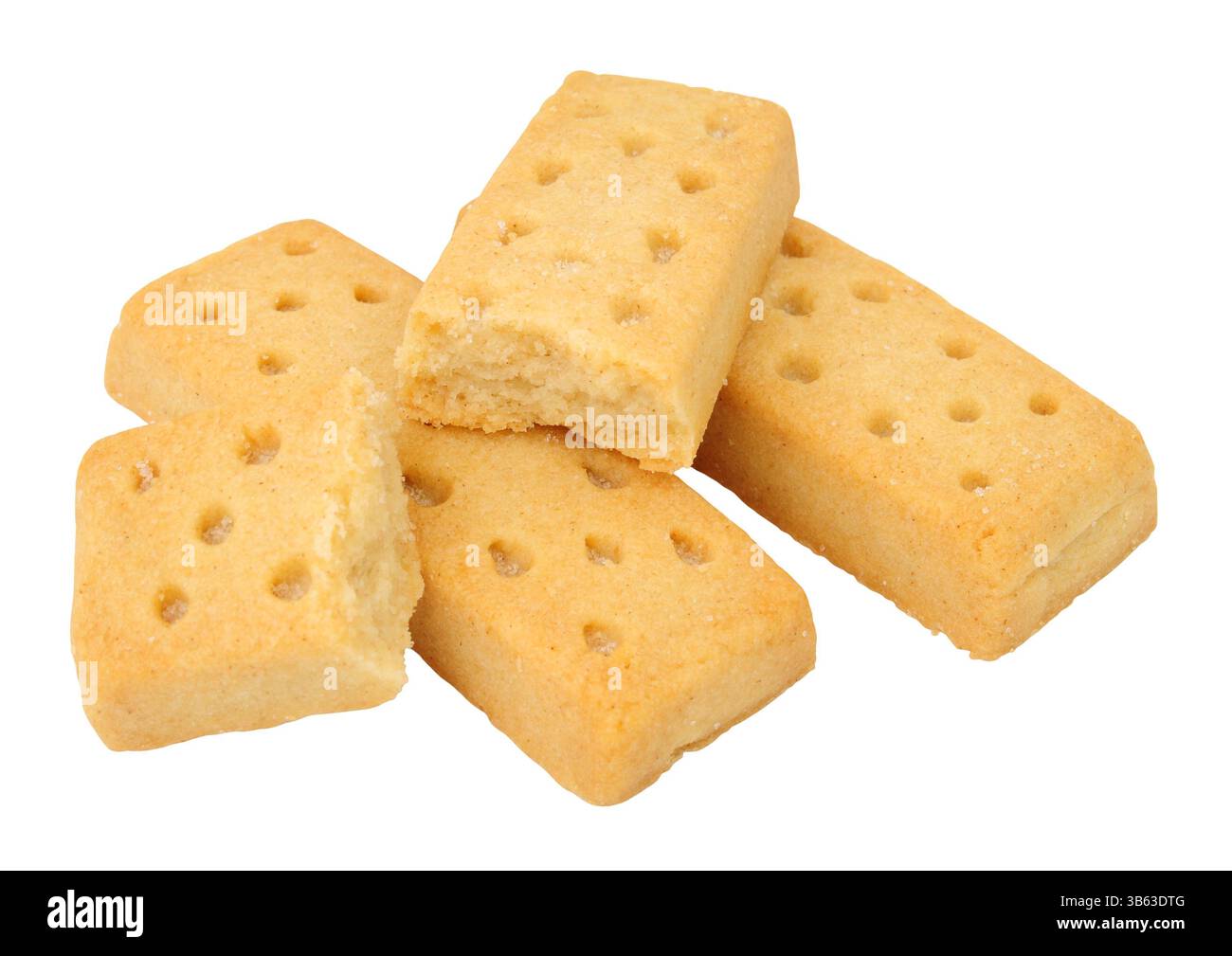 Clotted cream shortbread finger biscuits isolated on a white background Stock Photo