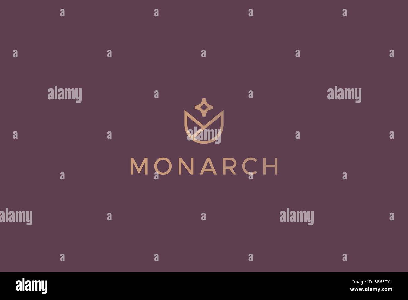 Monarch Logo Simple Geometric Letter M Concept Flower Bloom Gold and Elegant Brand Identity Stock Vector