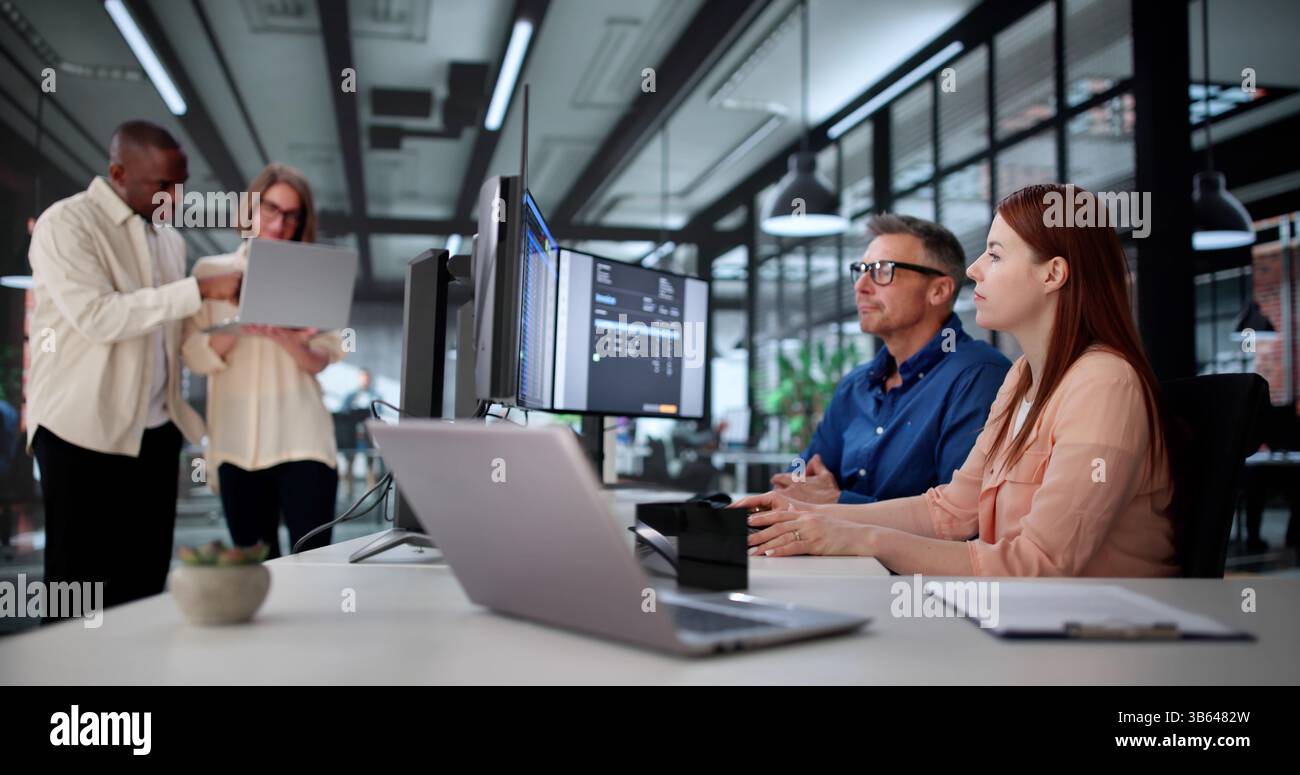 Digital Accountant Processing E-invoice On Desktop Monitor In Office ...