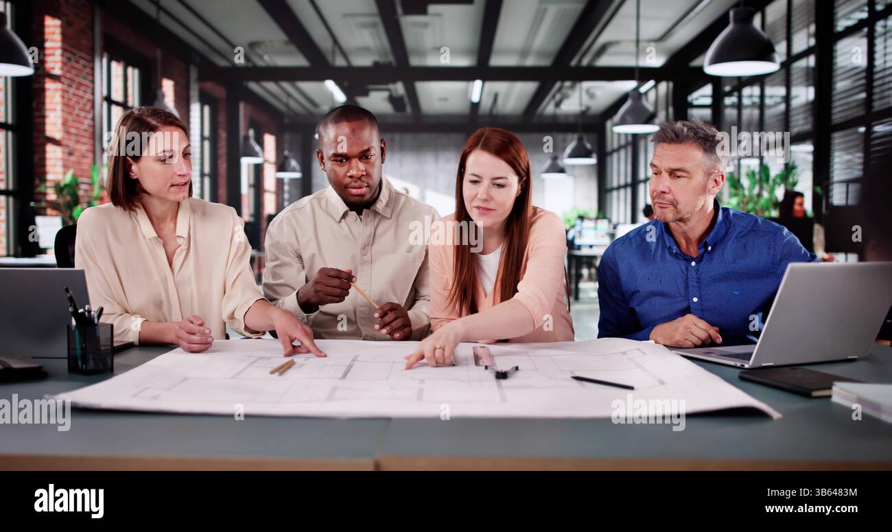 Officeteam Collaborating Interior design multiracial team collaborating hi-res stock photography ...
