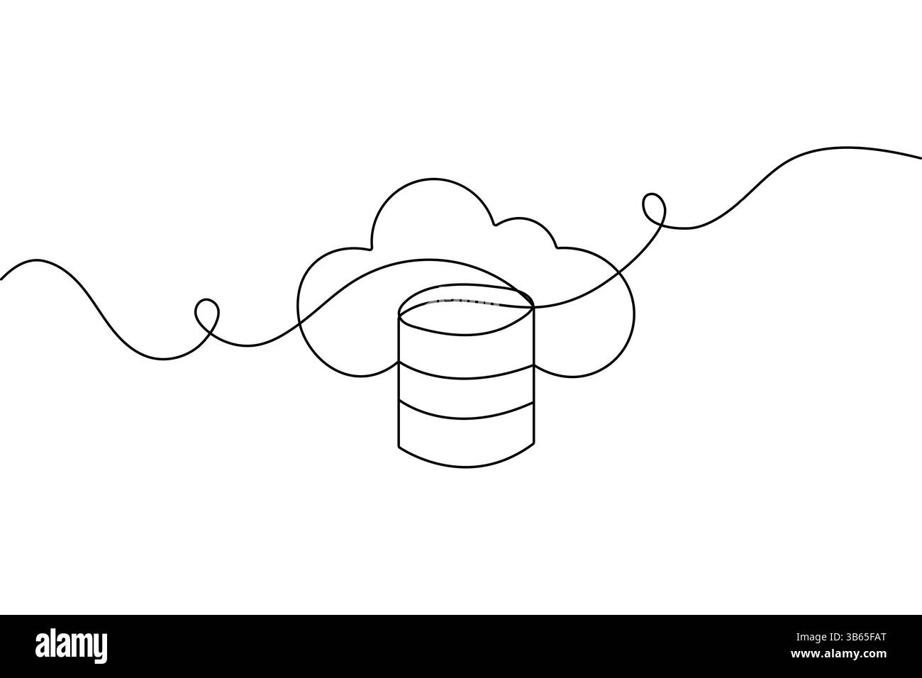 Cloud storage icon one line drawing  minimalist outline vector illustration isolated on white Stock Vector