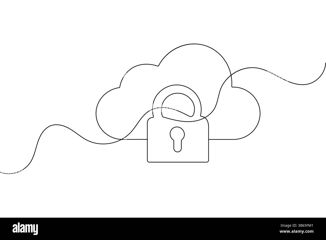 Cloud storage icon one line drawing  minimalist outline vector illustration isolated on white Stock Vector