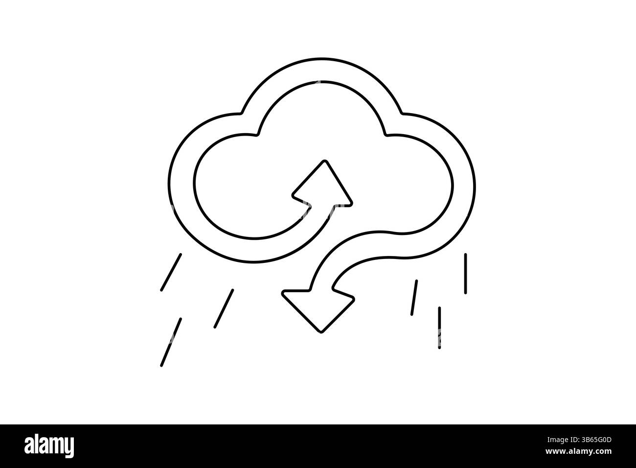 Cloud storage icon one line drawing  minimalist outline vector illustration isolated on white Stock Vector