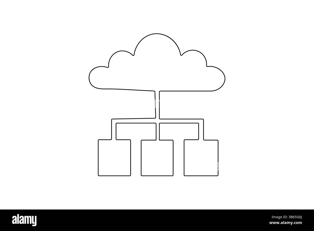 Cloud storage icon one line drawing  minimalist outline vector illustration isolated on white Stock Vector