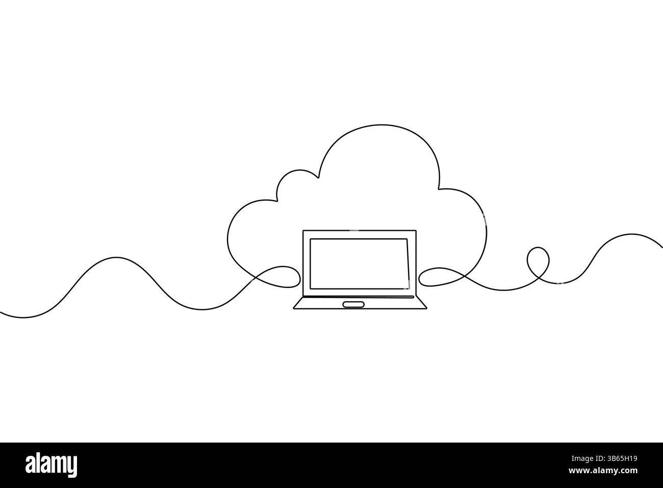 Cloud storage icon one line drawing  minimalist outline vector illustration isolated on white Stock Vector