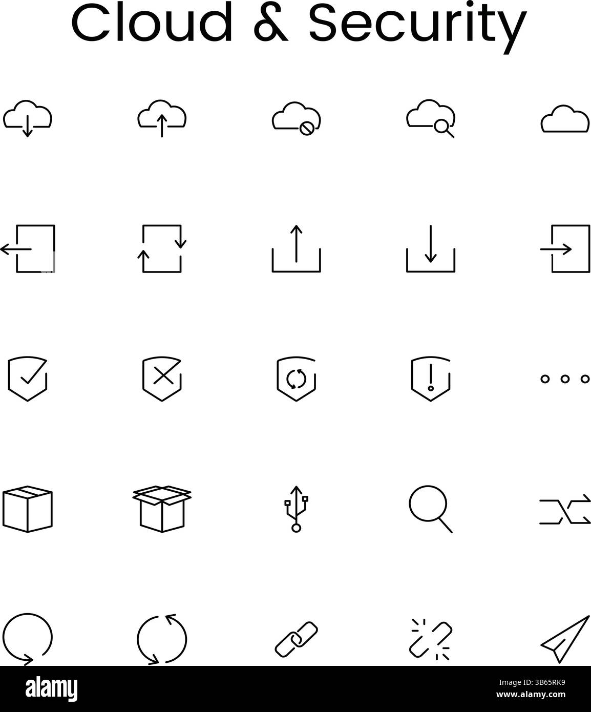 Cloud and Security Icons Set for Digital and Cyber Protection Stock Vector