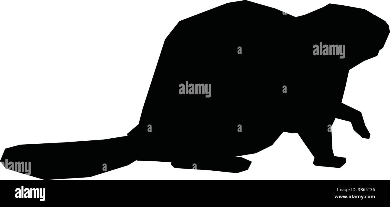 Beaver Silhouette Icon. Black and White Animal Vector Illustration Stock Vector