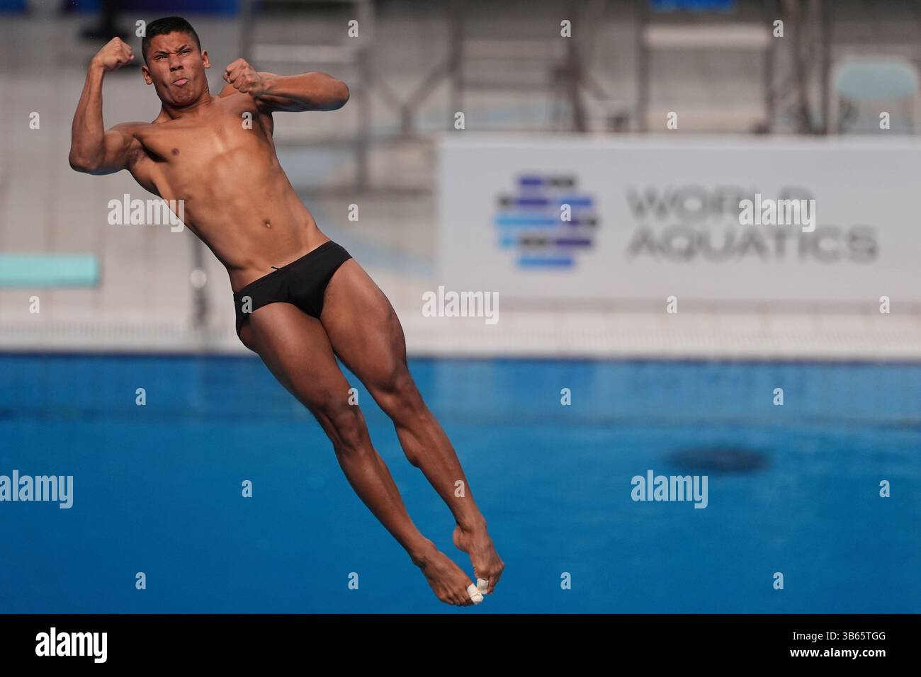 Luis Felipe Uribe Bermudez of Columbia competes in the Men's 3m ...