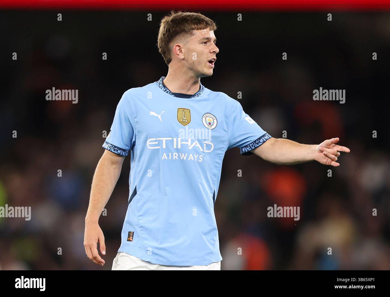 Manchester, UK. 02nd May, 2025. James McAtee of Manchester City gives ...