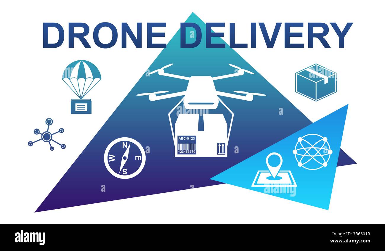 Illustration of a drone delivery concept Stock Photo - Alamy